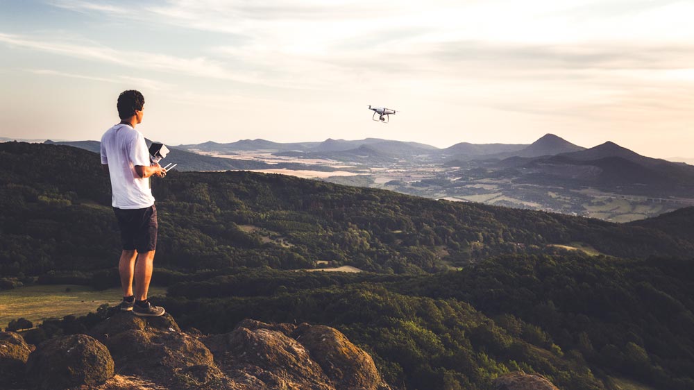 Landscape photographer Lukáš Veselý with a drone